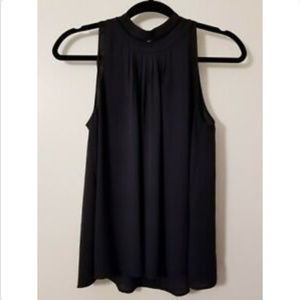 Ann Taylor Black Pleated Front Career Blouse